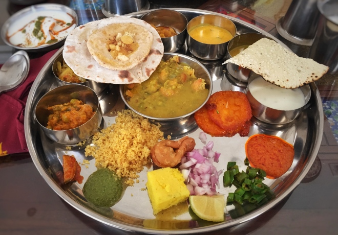 A traditional Rajashtani Thali meal (Vegetarian)